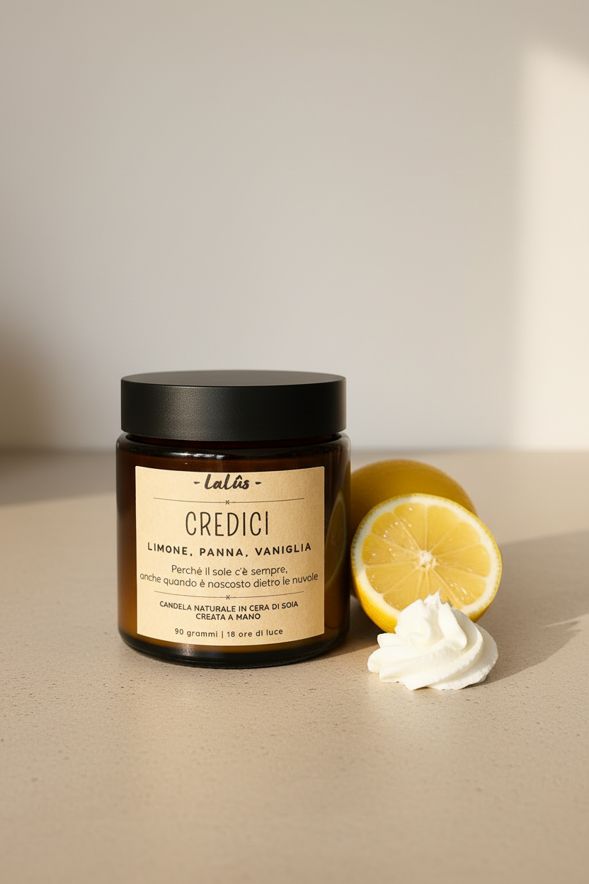 Credici | Limone, panna e vaniglia - LaLûs Naturalmente, Candele