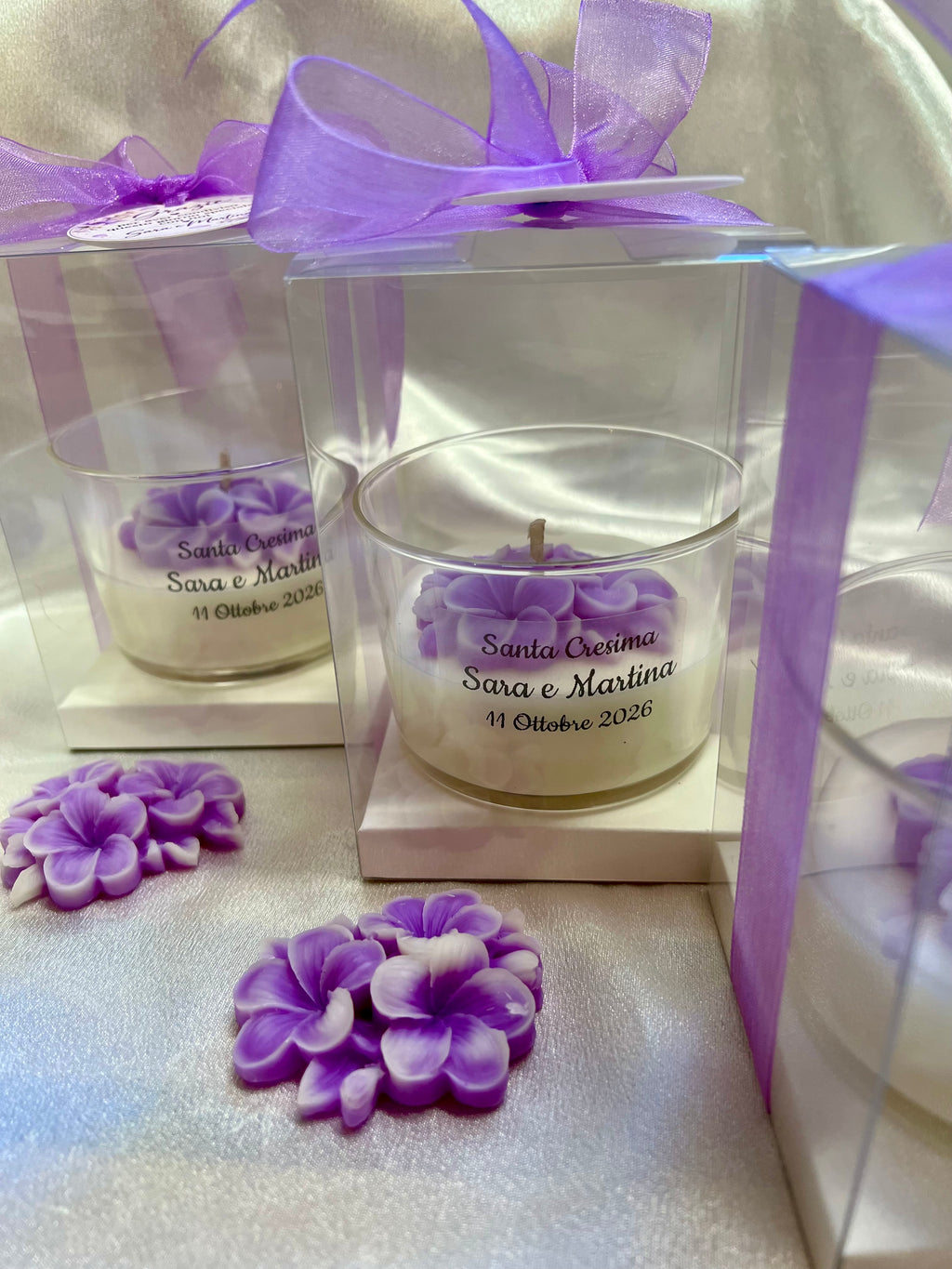 Petali di Luce | Bomboniera Candela Personalizzata | Emozioni in Fiamma
